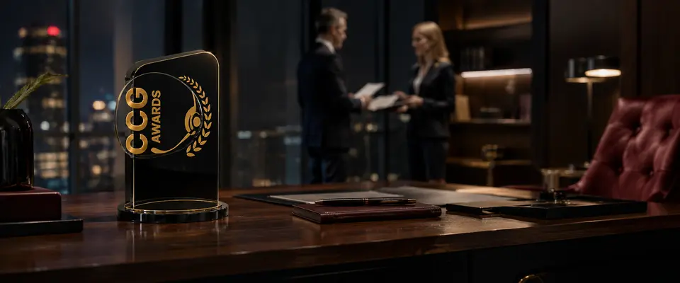 Статуэтка CCGuru Awards в кабинете руководителя